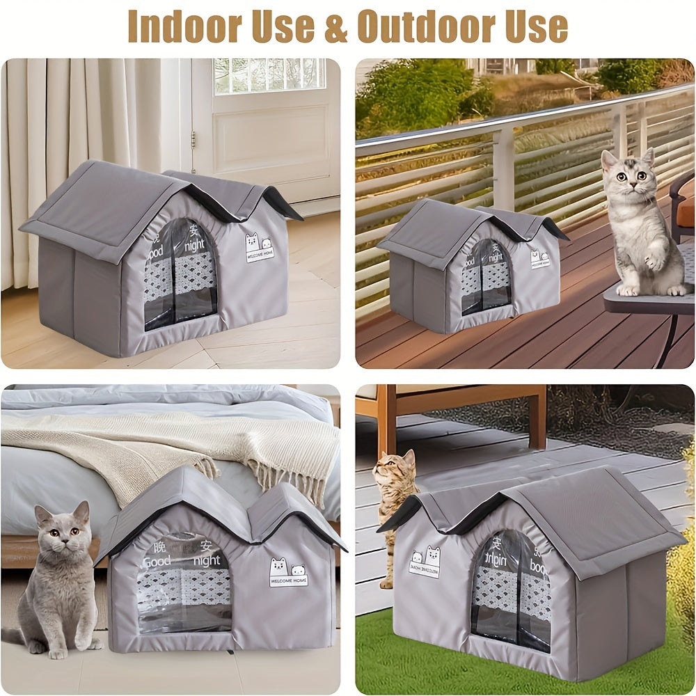 Cat Dog Bed House for All-Season Comfort Shelter-3