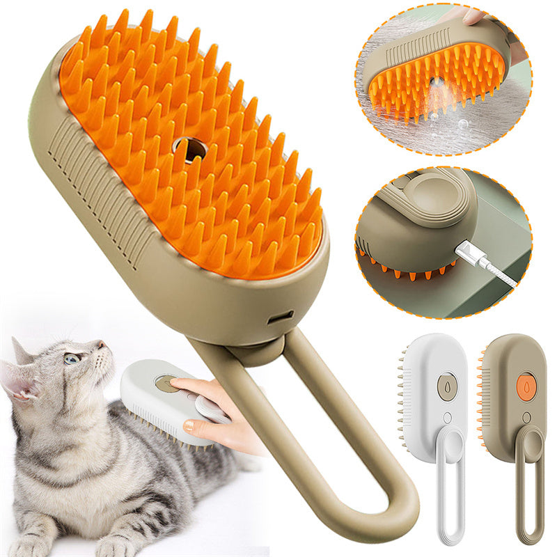 Luxury Cat Grooming Steam Brush 3-in-1 Spa Experience-1