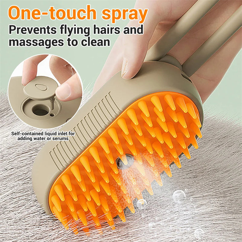 Luxury Cat Grooming Steam Brush 3-in-1 Spa Experience-4