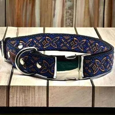 Majestic Cotton Dog Collar with Custom Engraving-0