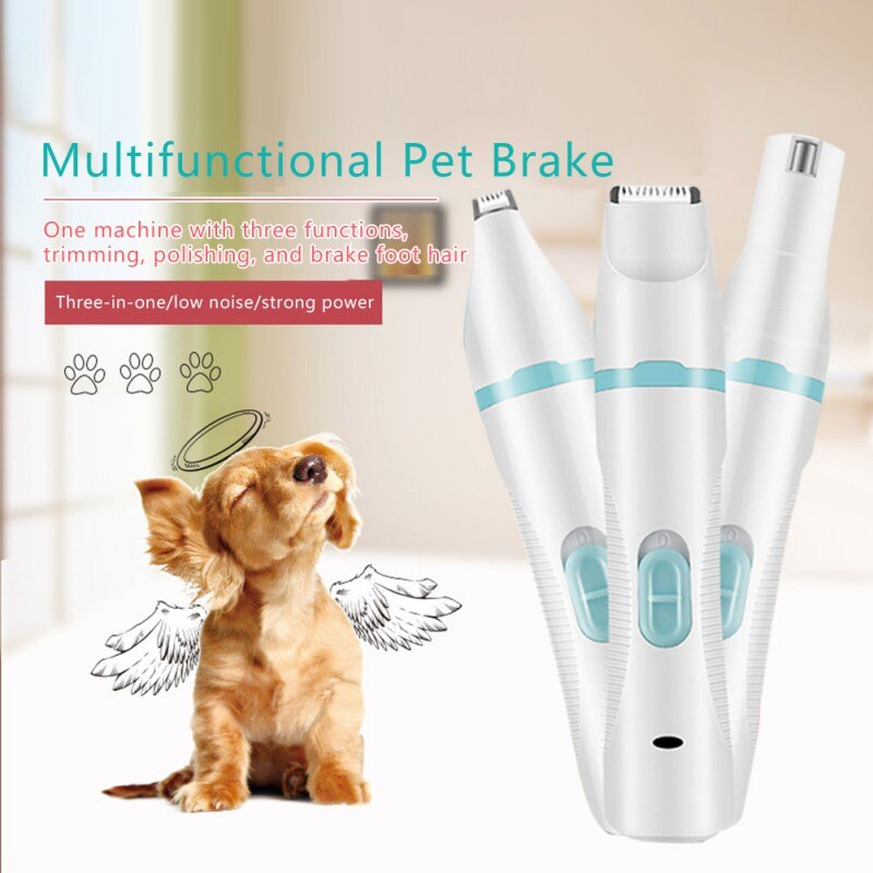 3 IN 1 Pet Grooming Machine USB Charge Dog Cat Hair Trimmer Paw Nail Grinder Pets Clippers Foot Nail Cutter Hair Cutting Machine-3