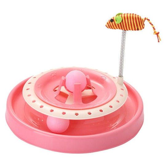 Pet Cat Toys Turntable Spring Mouse Toy Plastic Cat Funny Crazy Amusement Disk Cat Kitten Teaser Pet Interactive Toys-0