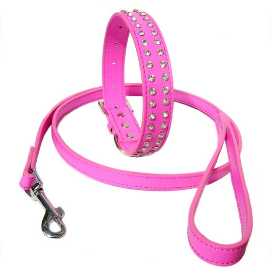 2-Row Collar Lead Set - Hot Pink-0