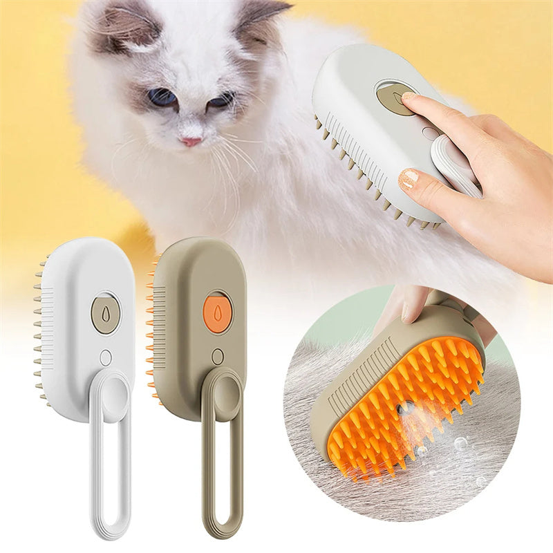 Luxury Cat Grooming Steam Brush 3-in-1 Spa Experience-2