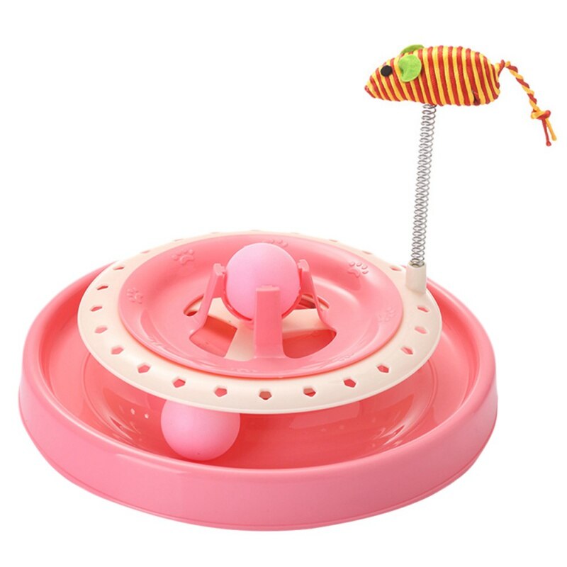 Pet Cat Toys Turntable Spring Mouse Toy Plastic Cat Funny Crazy Amusement Disk Cat Kitten Teaser Pet Interactive Toys-0